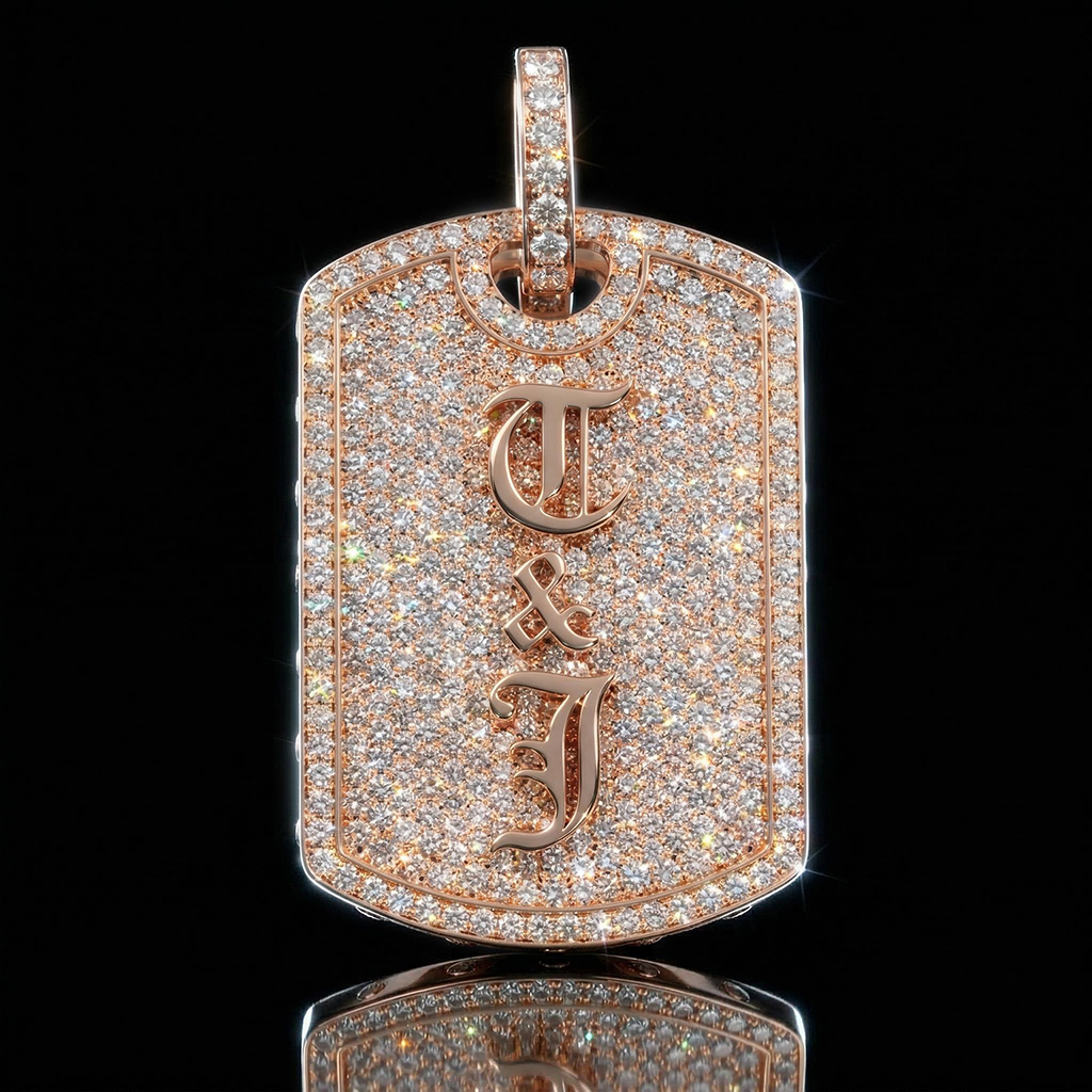 Iced Out Out Old English Custom Name Dog Tag Pendant Moissanite - Image 6