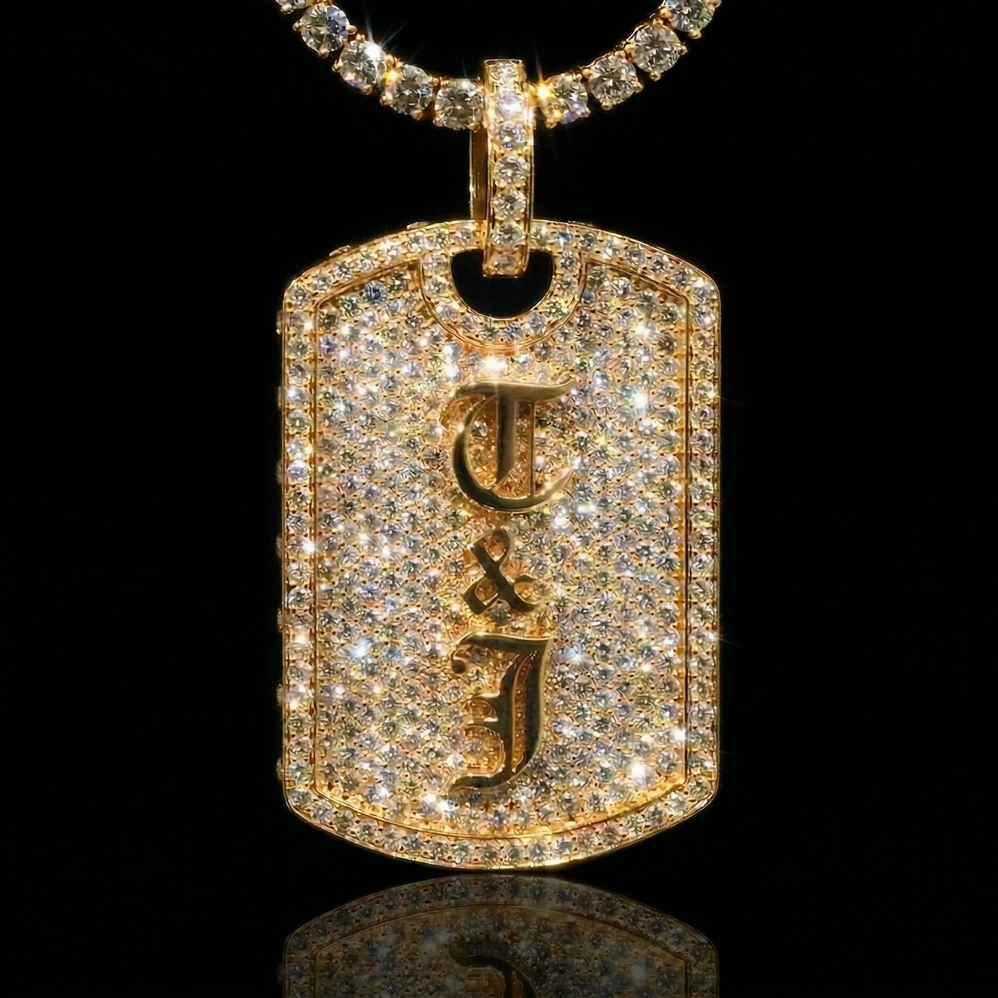 Iced Out Out Old English Custom Name Dog Tag Pendant Moissanite - Image 8