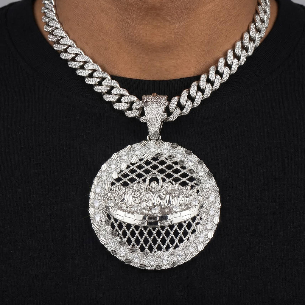Iced Out Out The Last Supper Nugget Pendant Silver With Street Luxury Shine - Image 3
