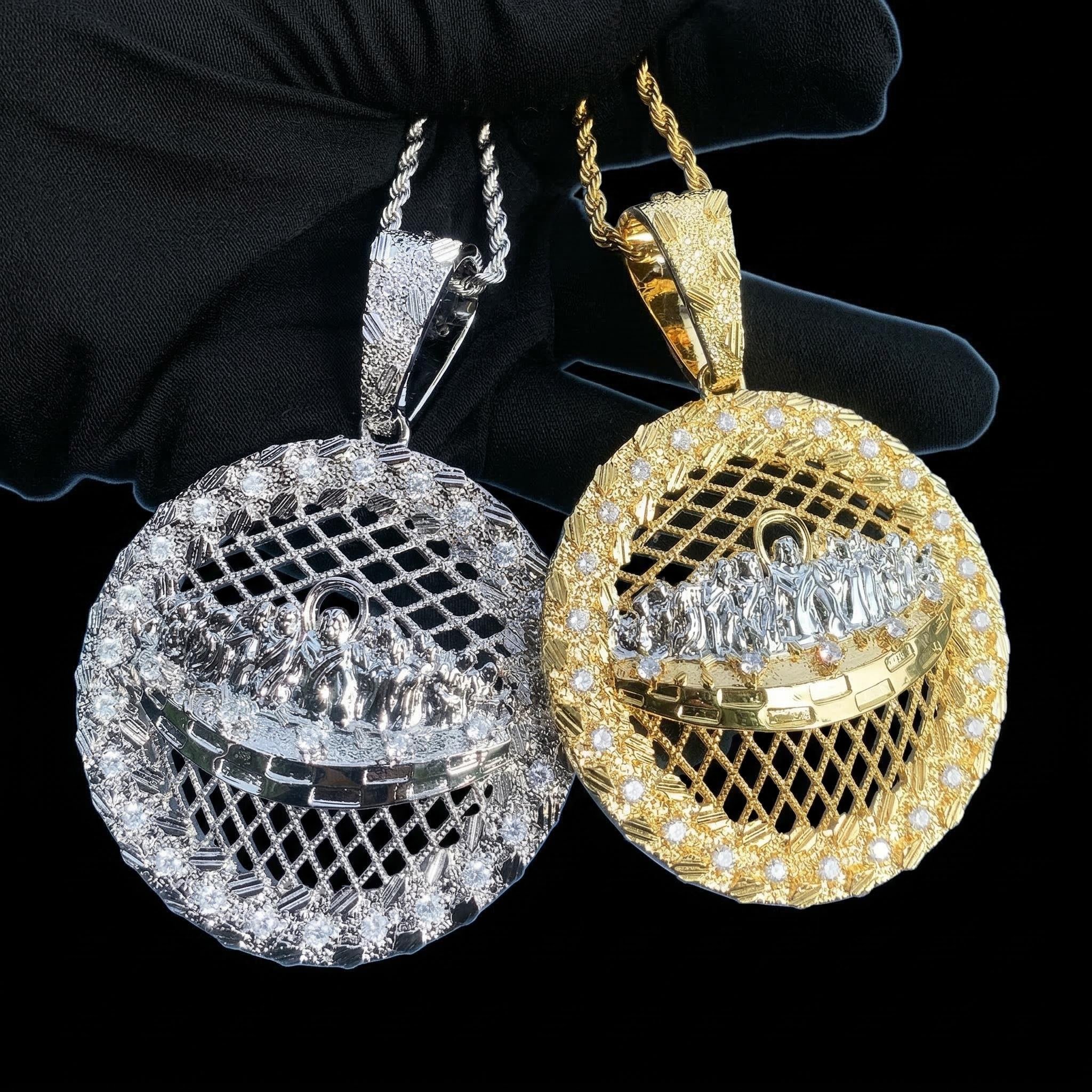 Iced Out Out The Last Supper Nugget Pendant Silver With Street Luxury Shine - Image 4