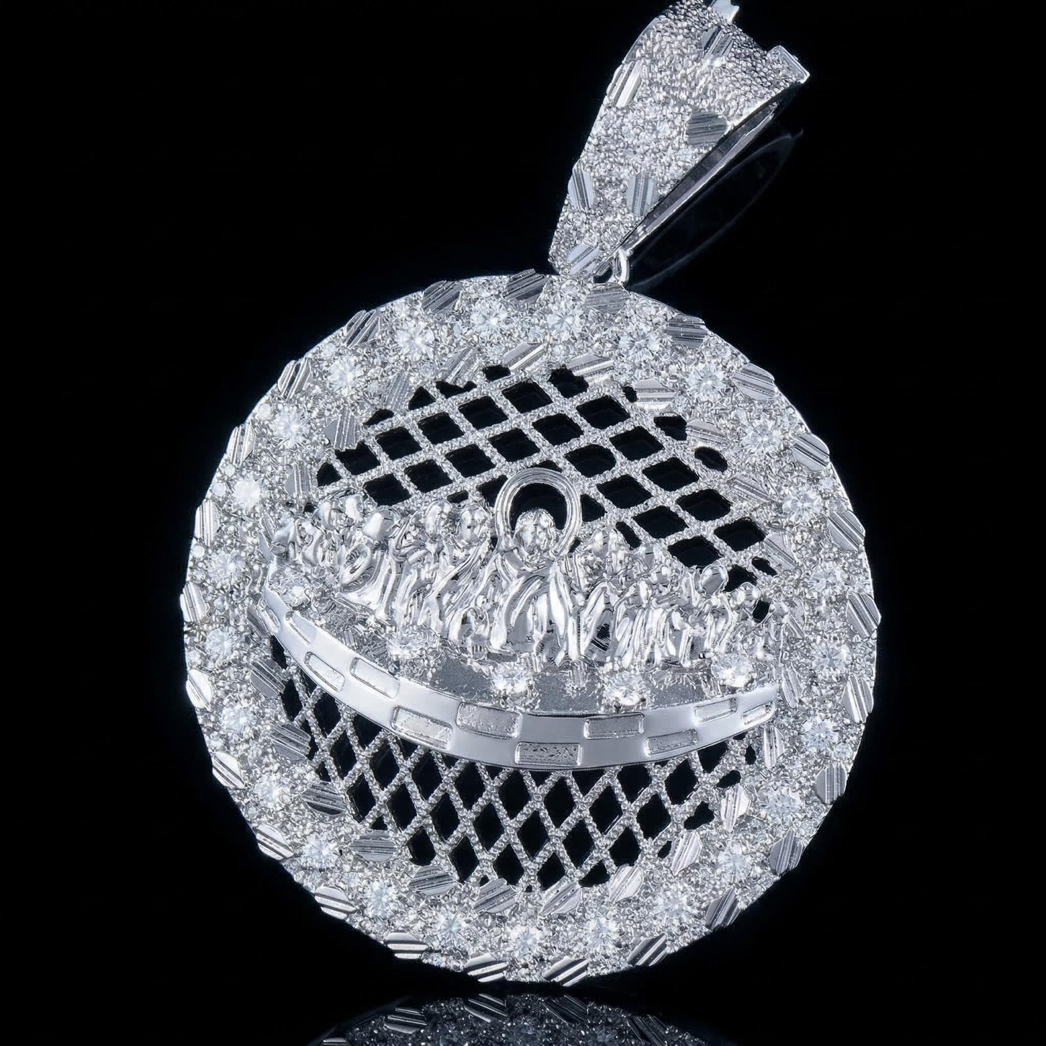 Iced Out Out The Last Supper Nugget Pendant Silver With Street Luxury Shine - Image 5