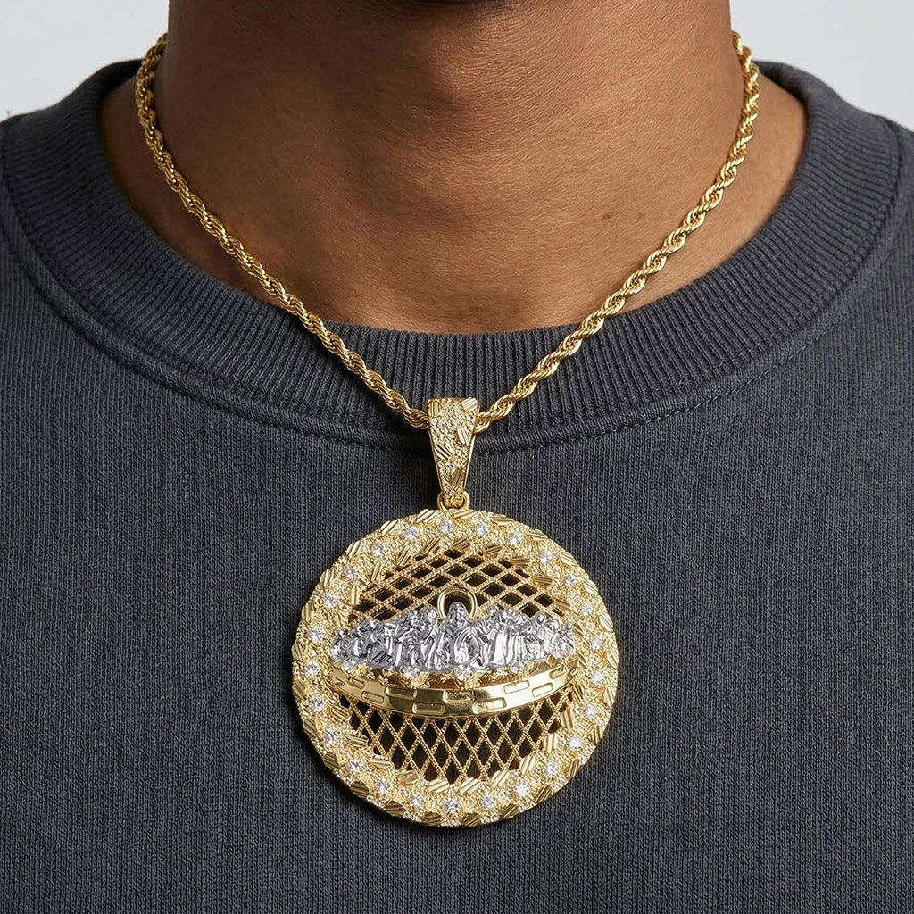 Iced Out Out The Last Supper Nugget Pendant Silver With Street Luxury Shine - Image 6