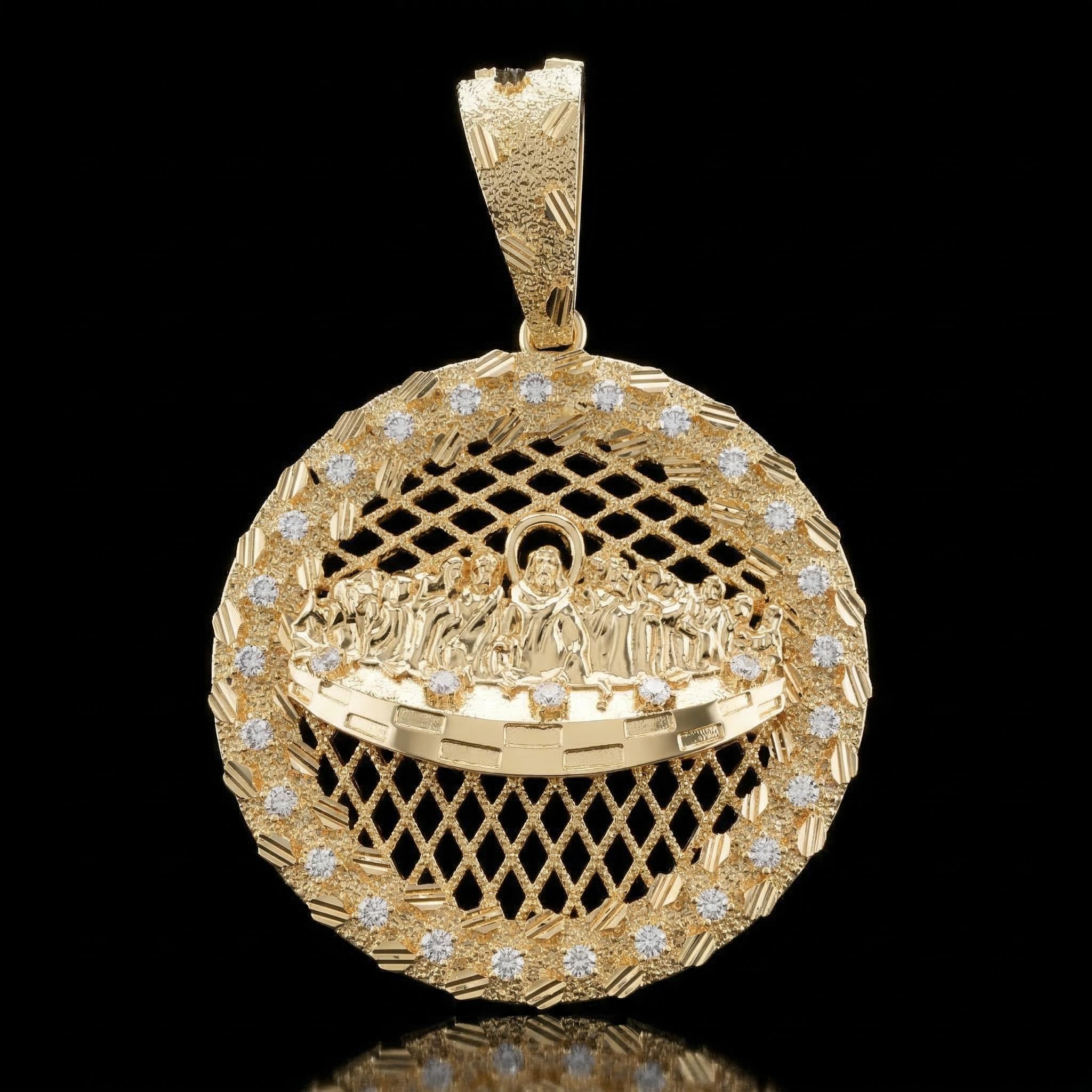 Iced Out Out The Last Supper Nugget Pendant Silver With Street Luxury Shine - Image 7