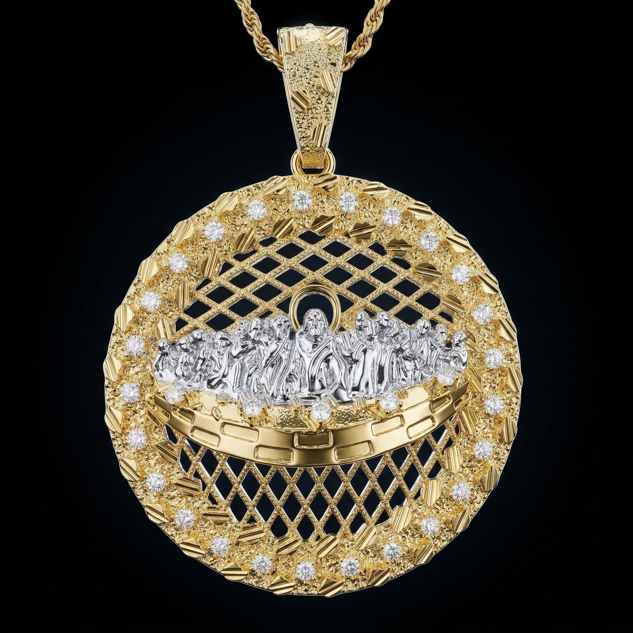 Iced Out Out The Last Supper Nugget Pendant Silver With Street Luxury Shine