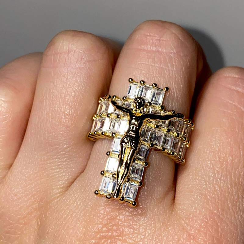 Baguette Jesus Christ Crucifix Ring Bold Statement Style With Street Luxury - Image 5