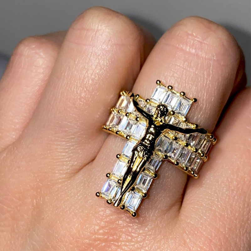 Baguette Jesus Christ Crucifix Ring Bold Statement Style With Street Luxury - Image 6