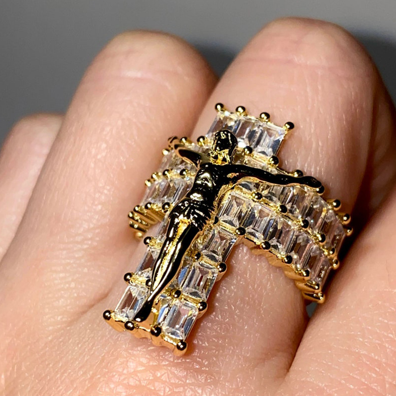 Baguette Jesus Christ Crucifix Ring Bold Statement Style With Street Luxury - Image 7