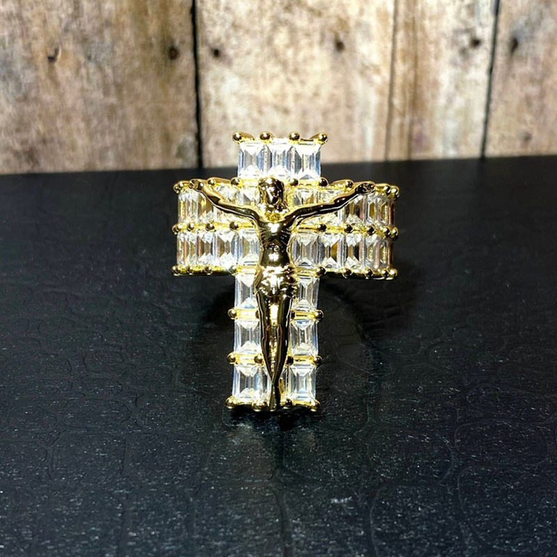 Baguette Jesus Christ Crucifix Ring Bold Statement Style With Street Luxury