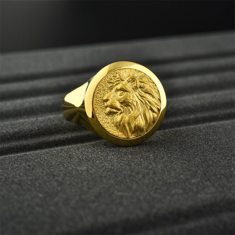Wild Lion Signet Ring In Gold Gold With Bold Statement Appeal - Image 5
