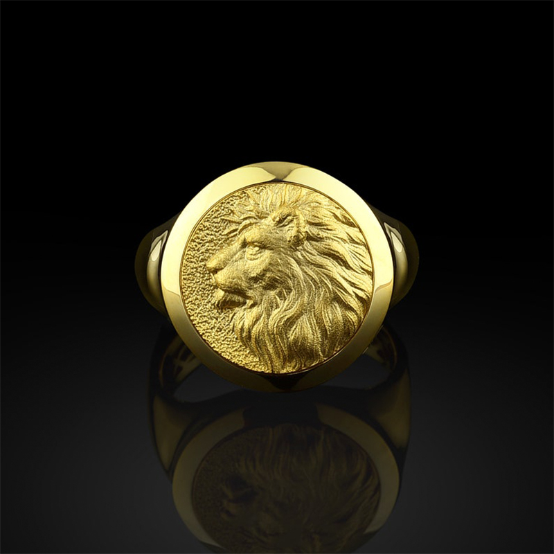 Wild Lion Signet Ring In Gold Gold With Bold Statement Appeal