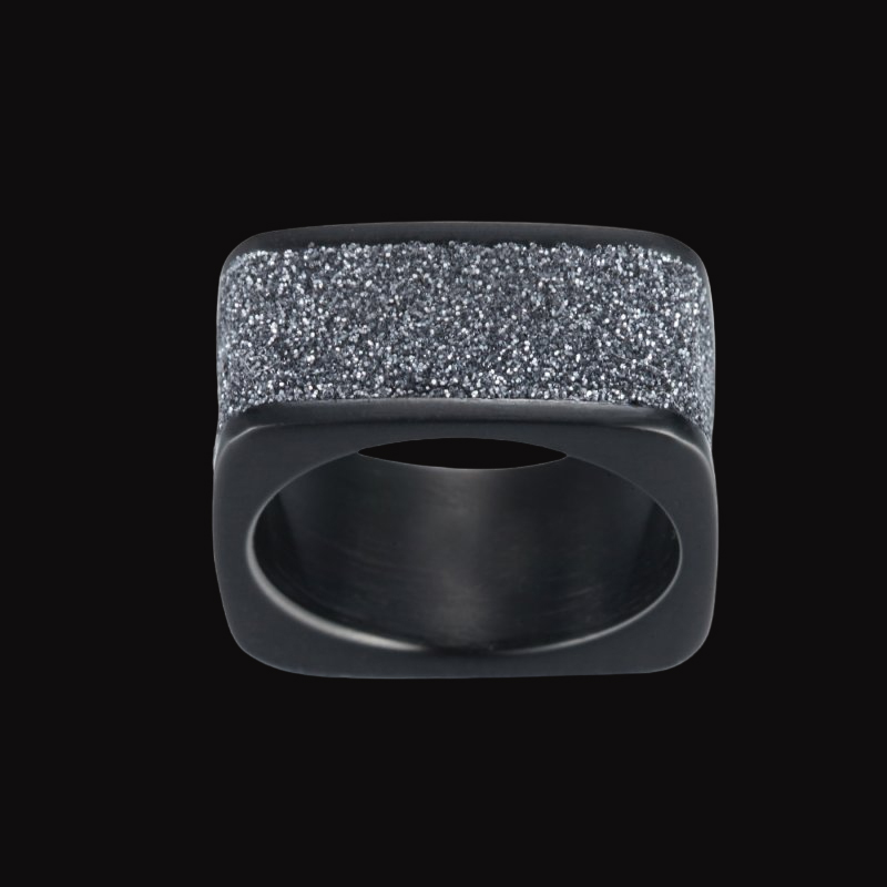 Black And Grey Stardust Square Ring Bold Statement Style With Street Luxury - Image 3