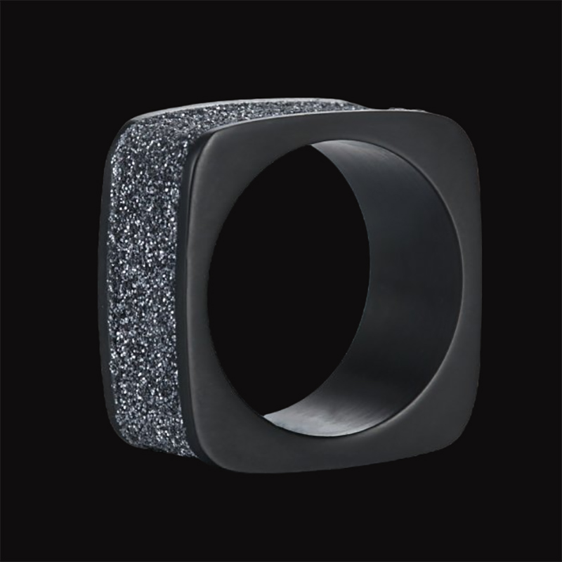 Black And Grey Stardust Square Ring Bold Statement Style With Street Luxury
