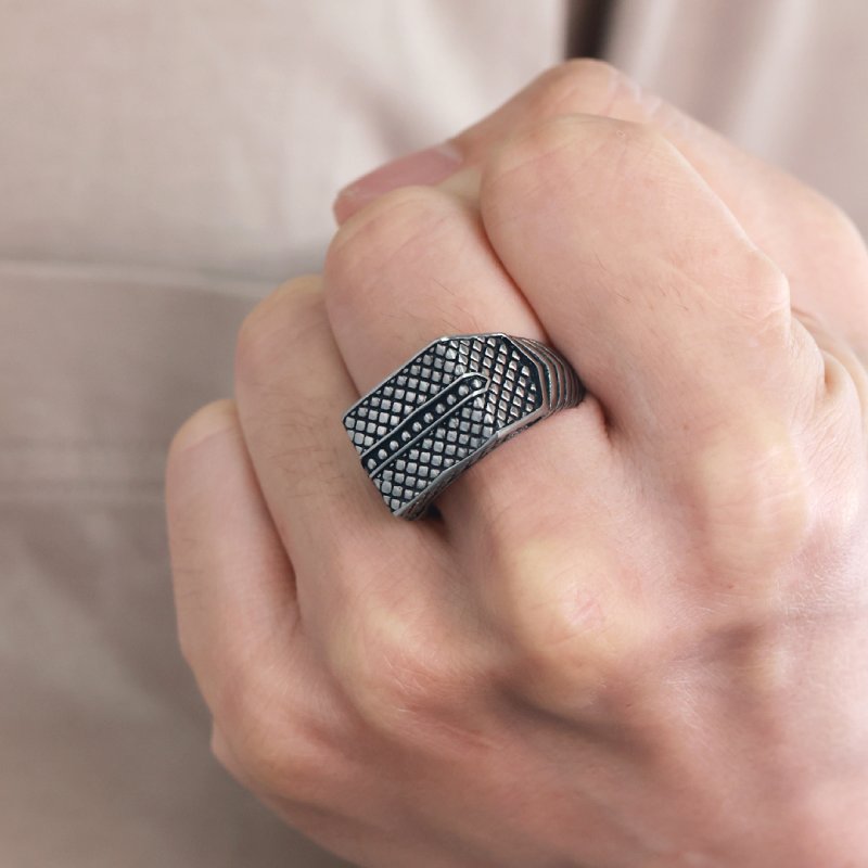 Reptile Signet Stainless Steel Matte Ring Silver With Street Luxury Shine - Image 3