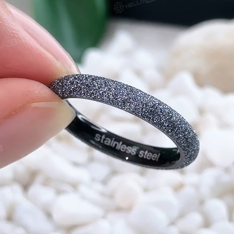 Black And Grey 3pcs Stacking Stainless Steel Ring Set Silver - Image 7