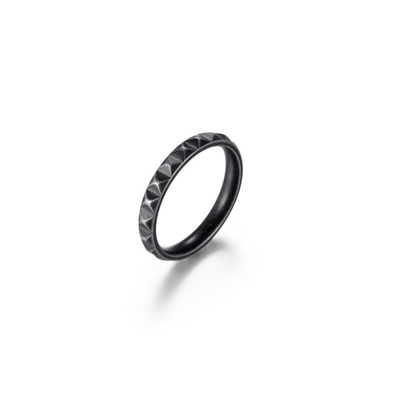 Vintage Silver Pyramid Stainless Steel Band Ring With Street Luxury Shine - Image 5