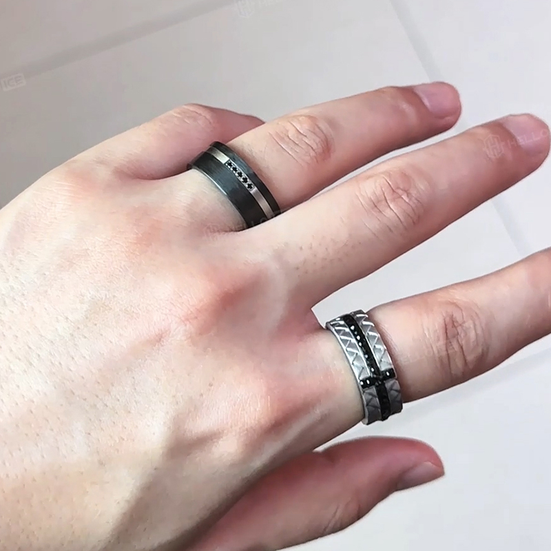 Black Cross Stainless Steel Woven Ring Silver With Street Luxury Shine - Image 4