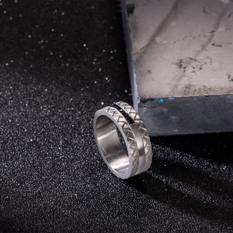 Black Cross Stainless Steel Woven Ring Silver With Street Luxury Shine - Image 6