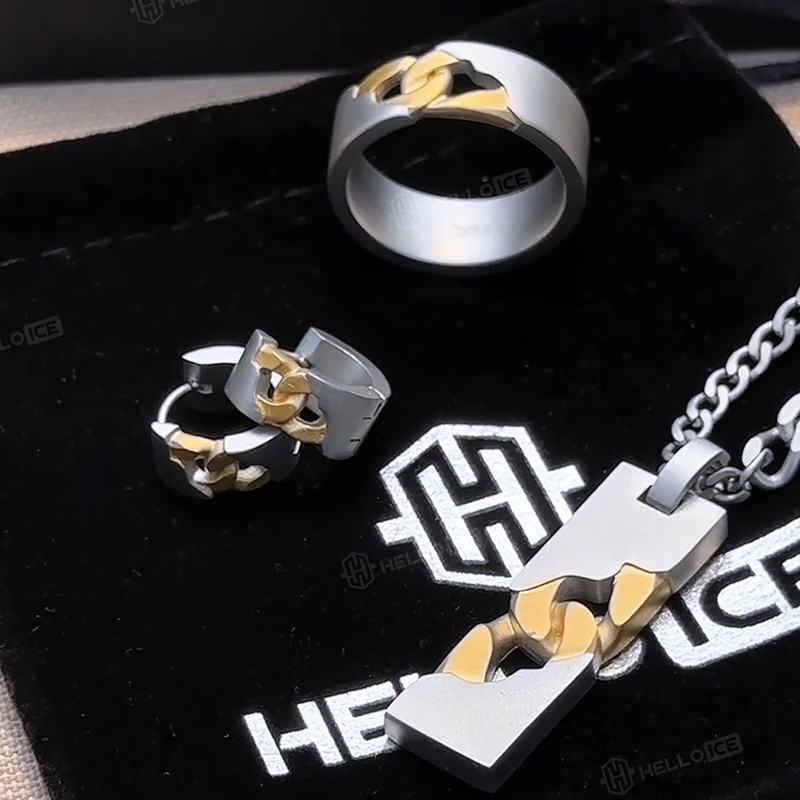 Stainless Steel Matt Ring In Gold And White Gold With Street Luxury Shine - Image 8
