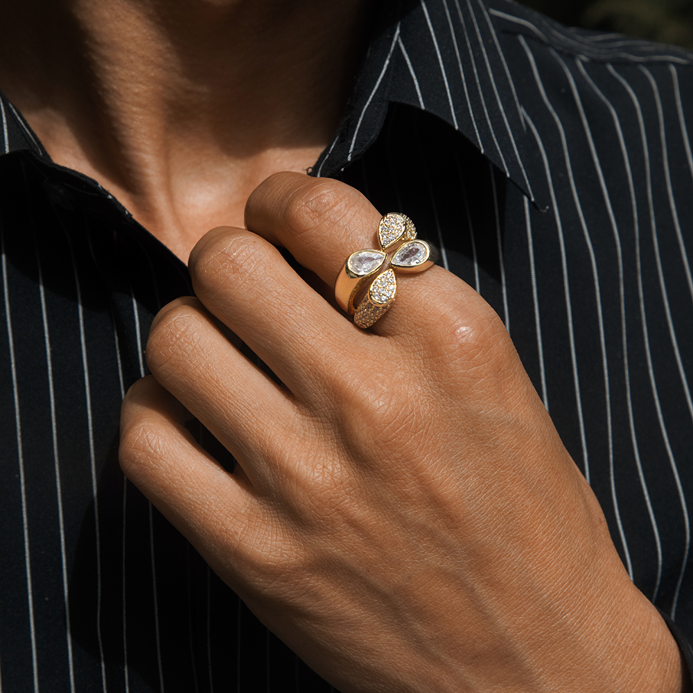 Pear Cut Open Ring Bold Statement Style With Street Luxury - Image 5