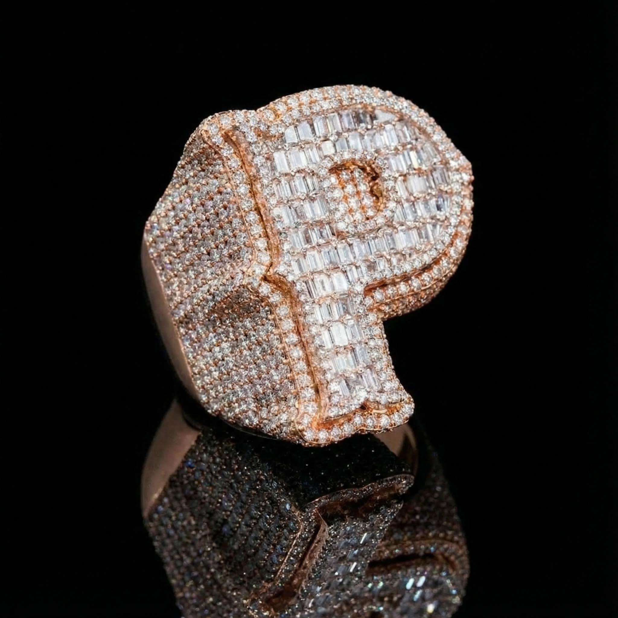 Iced Out Custom Baguette Cut Initial Name Ring With Street Luxury Shine - Image 7