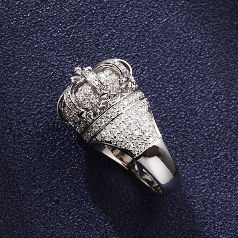 Iced Out Three-dimensional Crown Ring Gold With Street Luxury Shine - Image 3