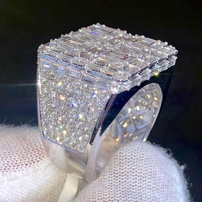 Full Ice Out Baguette Cut Ring Moissanite With Street Luxury Shine