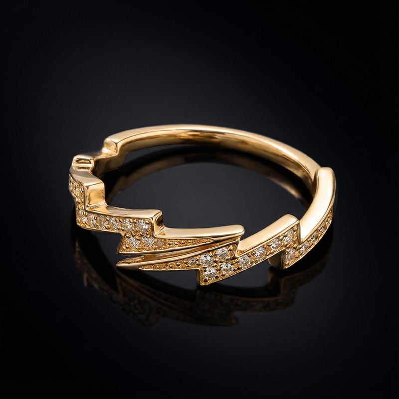 Iced Out Lightning Open Ring Gold With Street Luxury Shine - Image 4