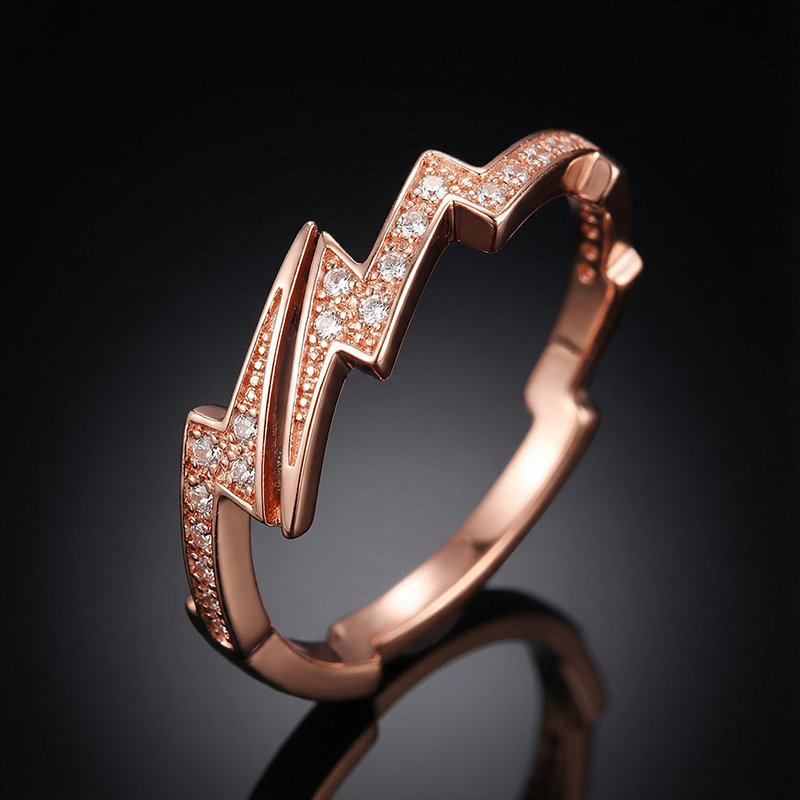 Iced Out Lightning Open Ring Gold With Street Luxury Shine - Image 6
