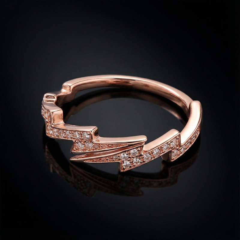 Iced Out Lightning Open Ring Gold With Street Luxury Shine - Image 7