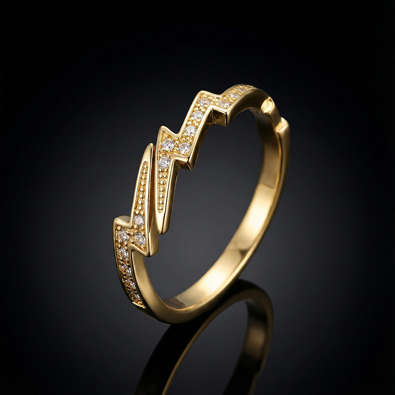 Iced Out Lightning Open Ring Gold With Street Luxury Shine