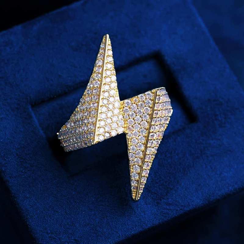 Iced Out Lightning Ring Gold Premium Look Without Heavy Price
