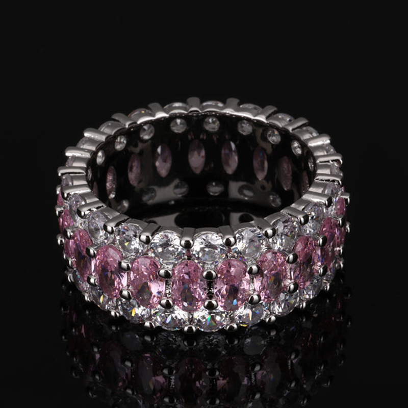 Iced Out Pink Oval Cut Ring Gold With Street Luxury Shine - Image 3