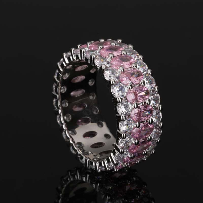 Iced Out Pink Oval Cut Ring Gold With Street Luxury Shine - Image 4