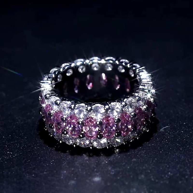 Iced Out Pink Oval Cut Ring Gold With Street Luxury Shine
