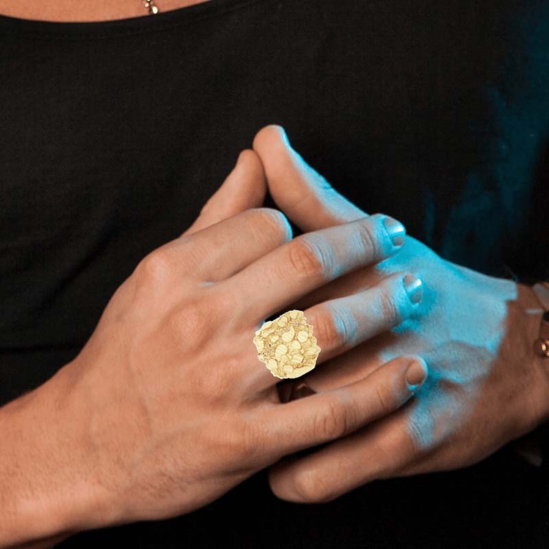 Nugget Ring In Gold Gold Premium Look Without Heavy Price