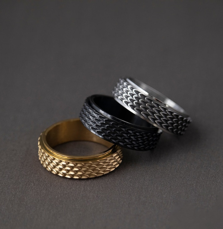 Dragon Scale Rotatable Ring Bold Statement Style With Street Luxury