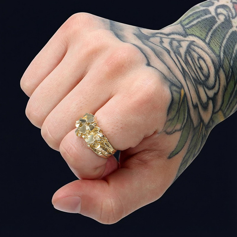 Nugget Ring In Gold Gold Premium Look Without Heavy Price - Image 8