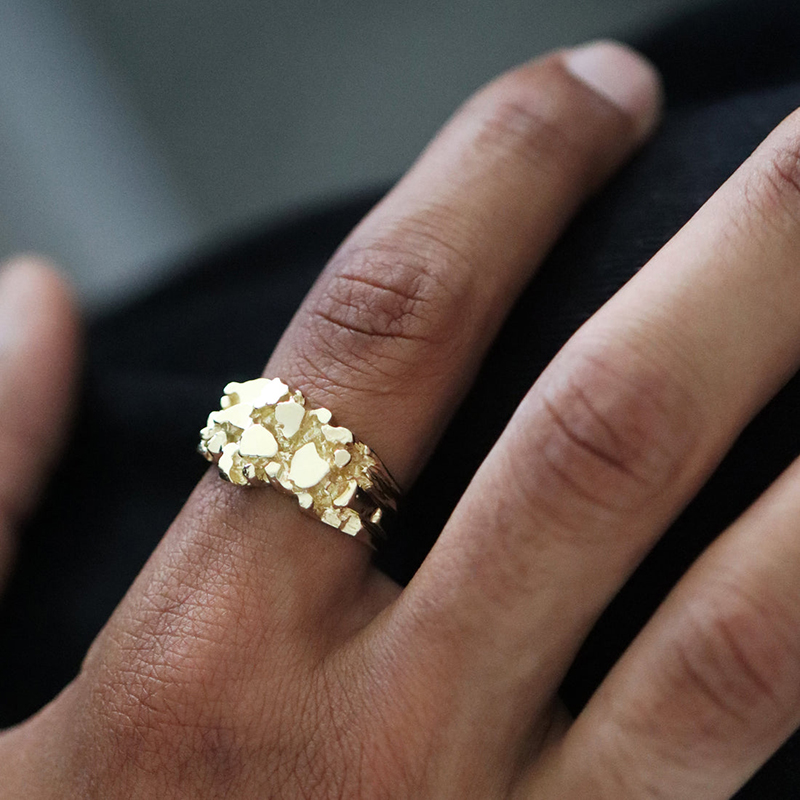 Nugget Ring In Gold Gold Premium Look Without Heavy Price