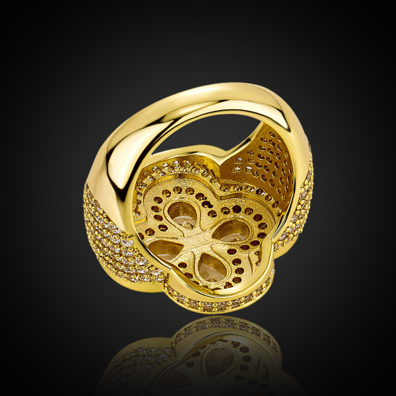 Iced Out Blue Stone Flower Ring Gold With Street Luxury Shine - Image 6
