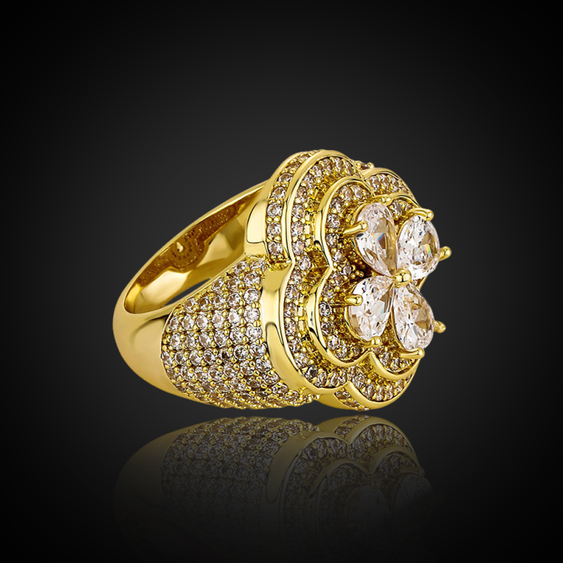 Iced Out Blue Stone Flower Ring Gold With Street Luxury Shine - Image 7
