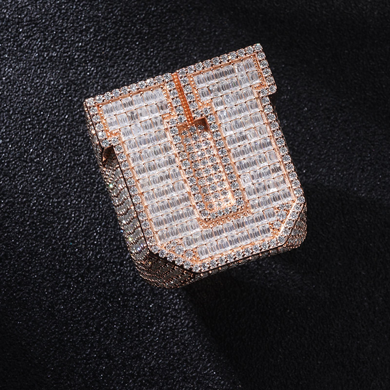 Iced Out Out A-z Baguette Cut Letter Ring Gold With Street Luxury Shine - Image 3