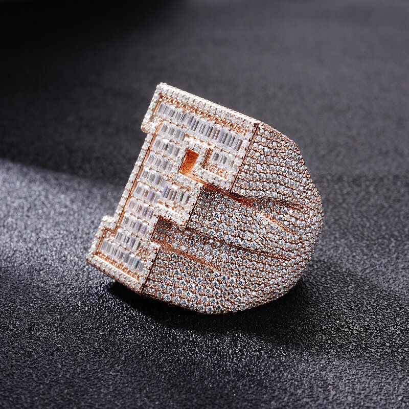 Iced Out Out A-z Baguette Cut Letter Ring Gold With Street Luxury Shine - Image 4