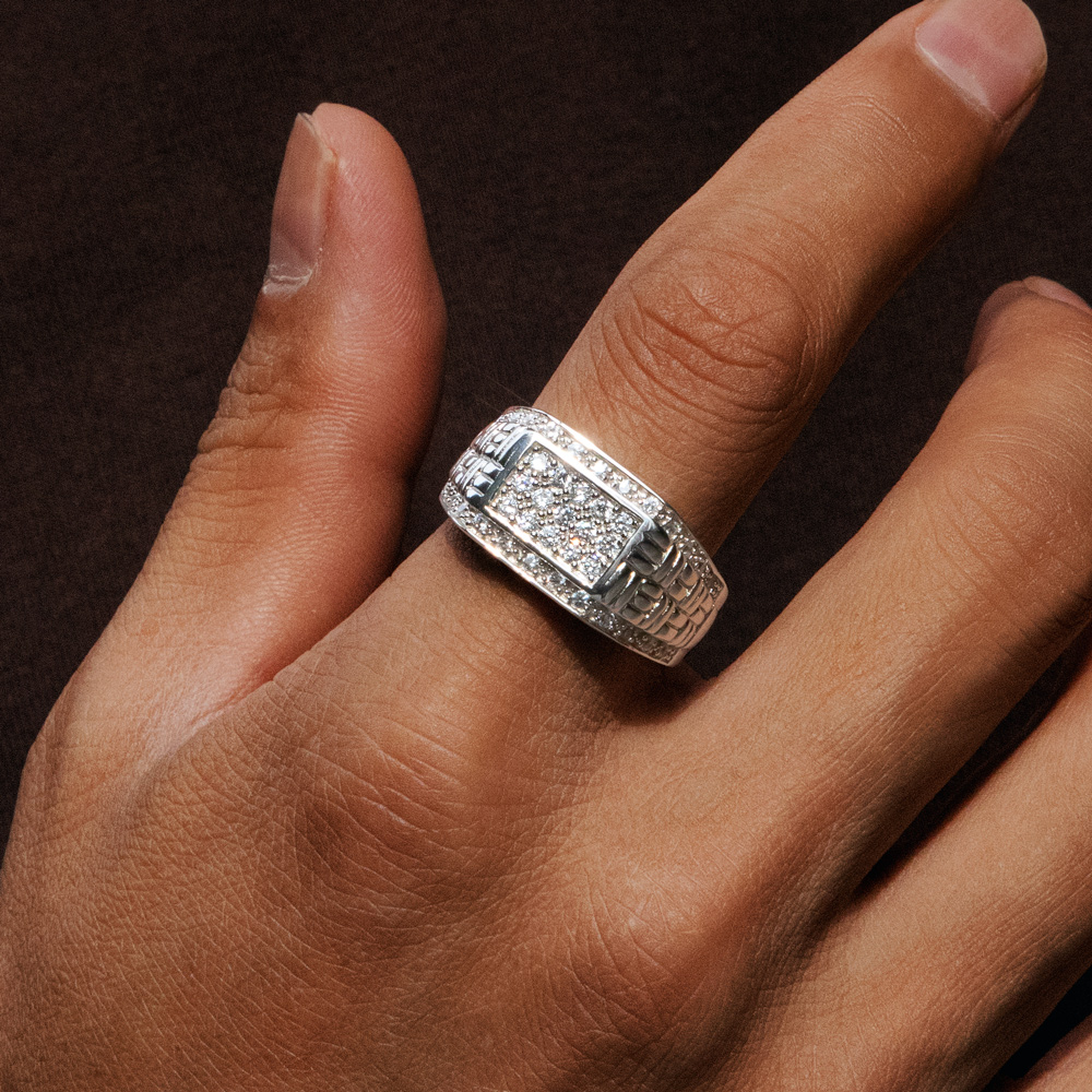 Iced Out Out Rectangular Ring Gold With Street Luxury Shine - Image 3