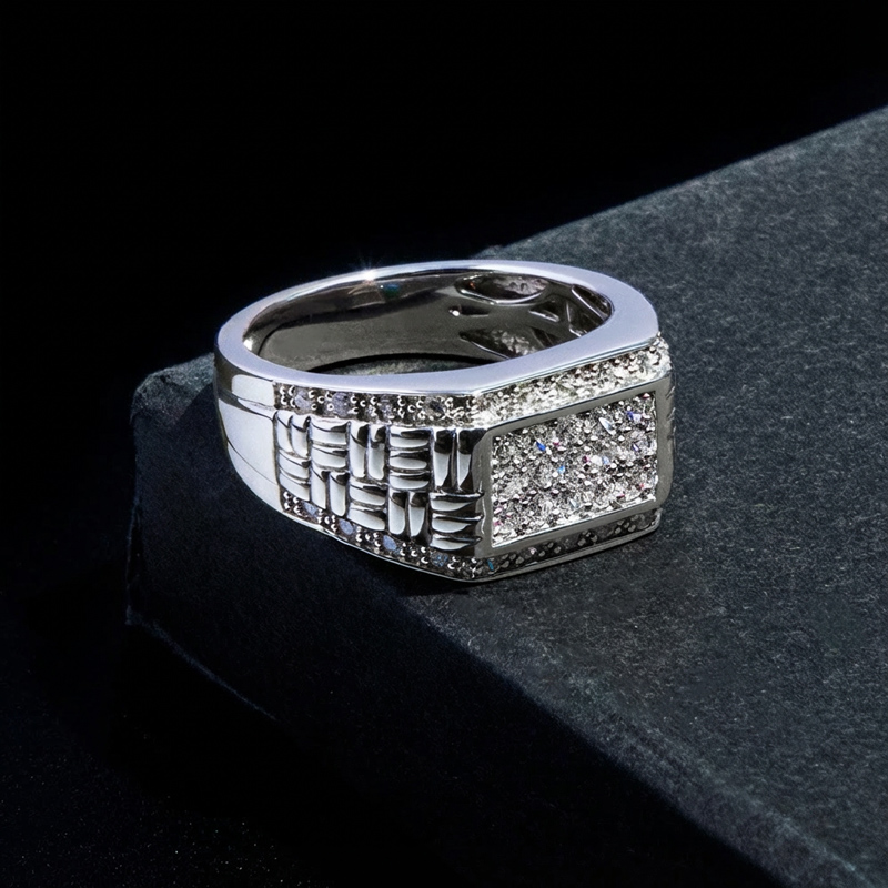 Iced Out Out Rectangular Ring Gold With Street Luxury Shine - Image 5