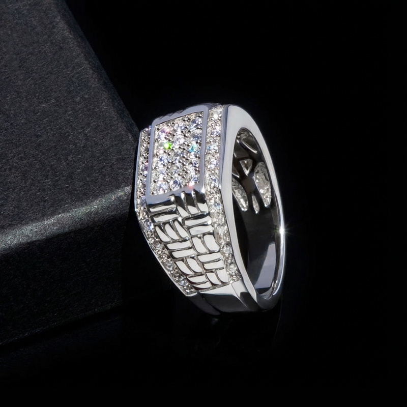 Iced Out Out Rectangular Ring Gold With Street Luxury Shine - Image 6