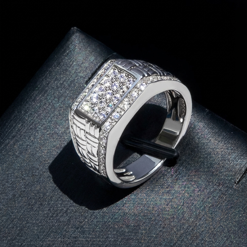 Iced Out Out Rectangular Ring Gold With Street Luxury Shine