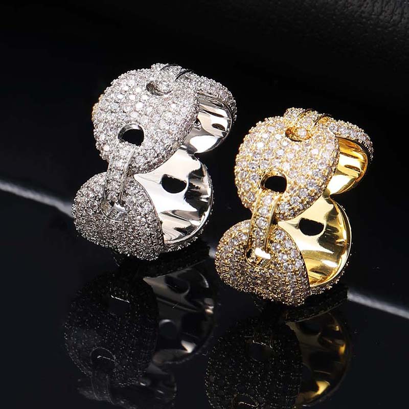 Iced Out Out Coffee Bean Ring Gold With Street Luxury Shine