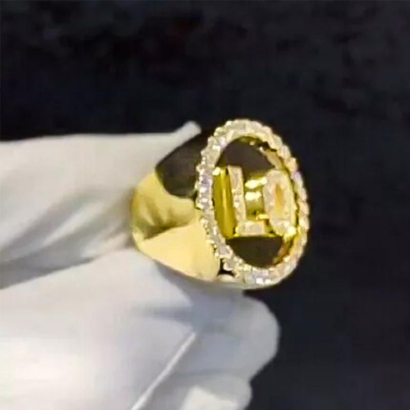 Iced Out Custom Name Round Ring Gold With Street Luxury Shine - Image 4