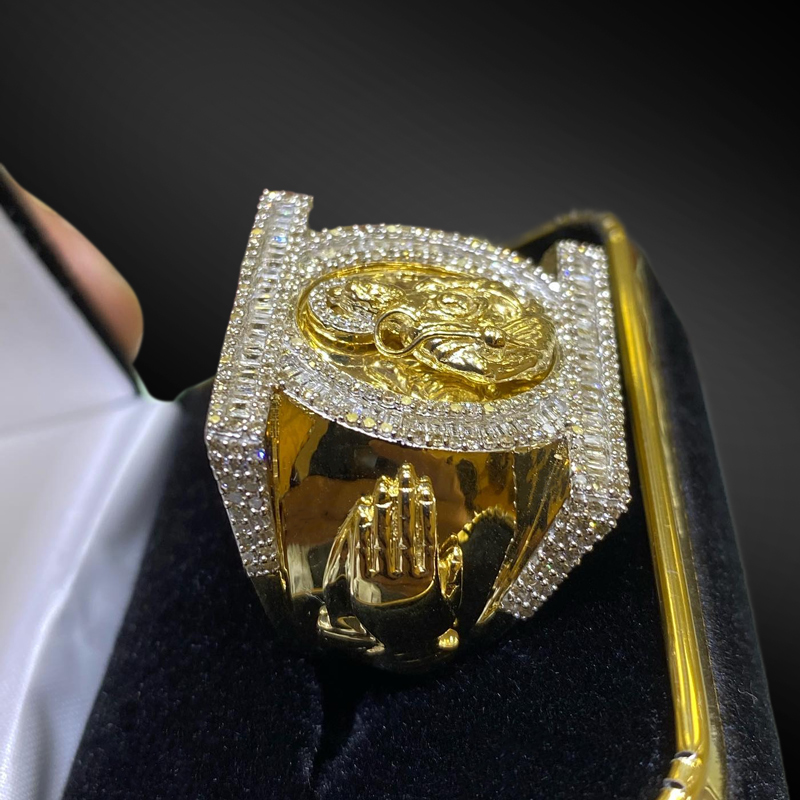 Iced Out Out Baguette Cut St. Jude Ring Gold With Street Luxury Shine - Image 4