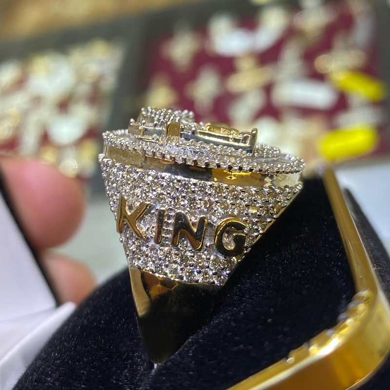 Iced Out Trap House Ring For Men Gold With Street Luxury Shine - Image 3